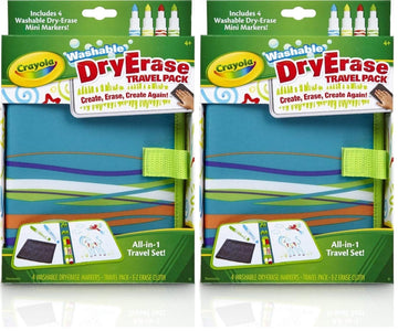 Washable Dry Erase Travel Pack by Crayola – 5 Piece Set (Pack of 2), CRAYONS, White, Pack of 8, Model 98-8670