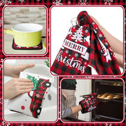 Bencailor Christmas Kitchen Linen Set, Red Truck Buffalo Plaid, 8 Pieces