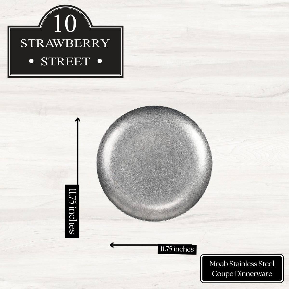 Moab Stainless Steel Coupe Dinnerware by 10 Strawberry Street – 11.75", Stainless Steel, Pack of 6, Model MOAB-24-CP-6