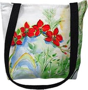 Betsy Drake TY196M 16 x 16 in. Red Orchids Tote Bag - Medium