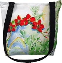 Betsy Drake TY196M 16 x 16 in. Red Orchids Tote Bag - Medium
