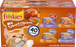 Purina Friskies Gravy Wet Cat Food Variety Pack, Prime Filets & Shreds Turkey & Chicken Favorites - (40) 5.5 oz. Cans