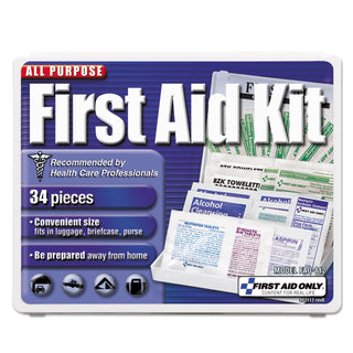 All-Purpose 34 Piece First Aid Kit by First Aid Only – 34 Count (Pack of 1), White, Model 11725