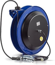COXREELS EZ-PC24-0016-E Safety Series Spring Rewind Power Cord Reel: Incandescent Cage Light, 100' Cord, 16 AWG