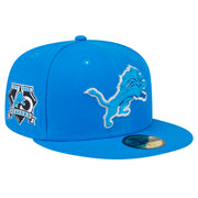 Men's Blue Detroit Lions Main Side Patch 59FIFTY Fitted Hat by New Era – 7 1/2, Polyester, Detroit Lions, Blue, Model Nfl Main Side Patch 59fifty Otc