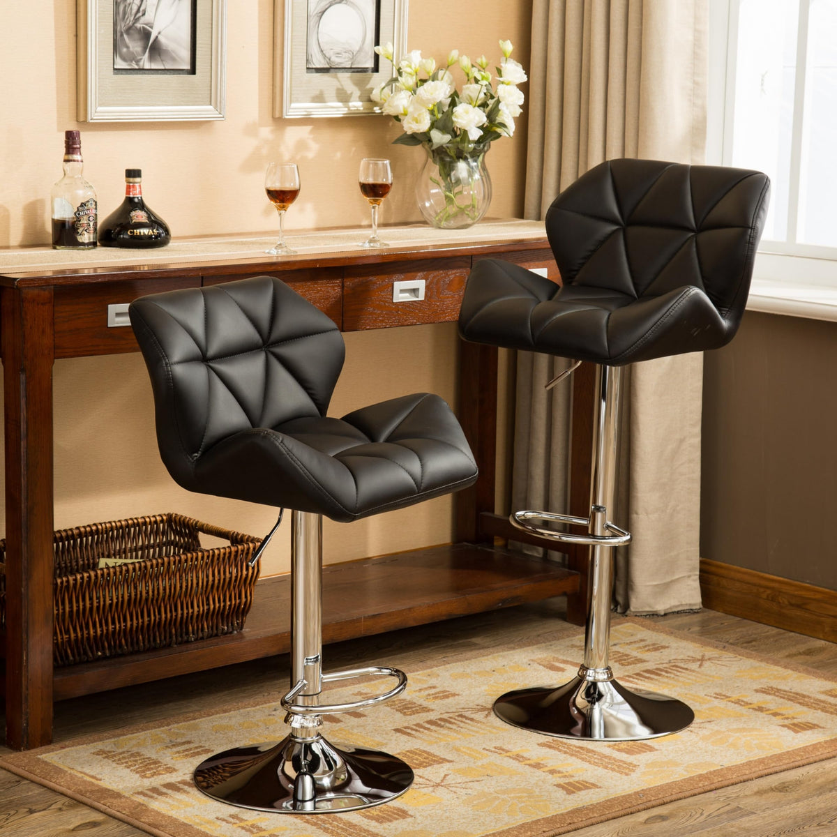 Roundhill Furniture Red / 20.5" W x 20.63" D x 43.25" H / Contemporary Barstools