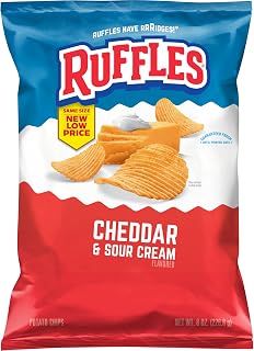 Ruffles Potato Chips, Cheddar Cheese & Sour Cream, 8 Ounce