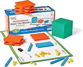 hand2mind Multicolored Base Ten Blocks Activity Set, 133 Pieces