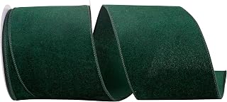 Reliant Ribbon 94030W-925-10F Velvet Plush Designer Wired Edge Ribbon, 4 Inch X 10 Yards, Hunter