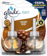 Glade PlugIns Refills Air Freshener, Scented Oil for Home and Bathroom, Cashmere Woods, 1.34 Oz, Pack of 3