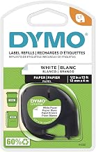 DYMO LetraTag Labeling Tape, Label Makers, Black Print on White Paper, 1/2" W x 13' L, 1 Cassette