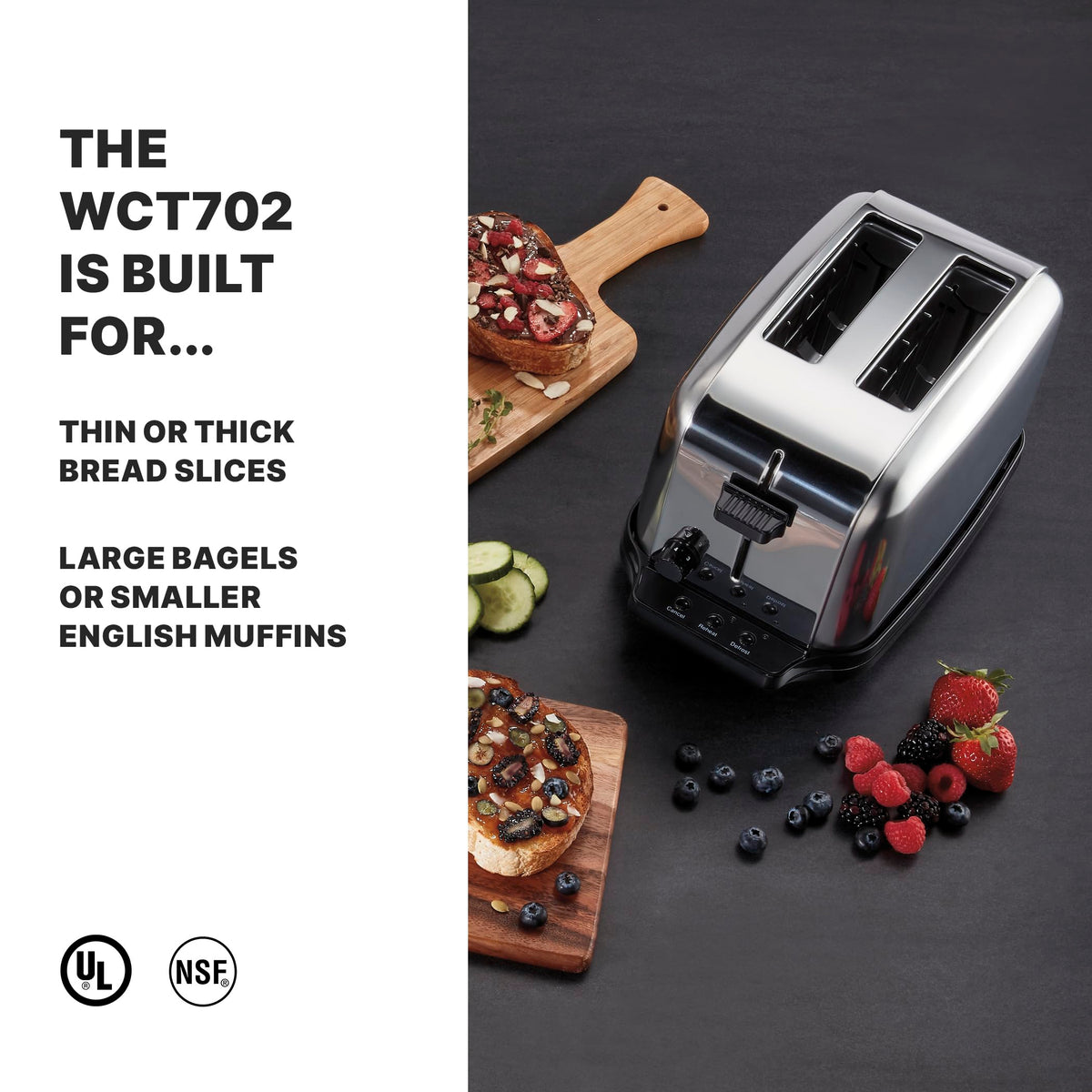 Waring Silver / Double Slot Chrome Toaster | Wide Slot / 2-Compartment Toasters