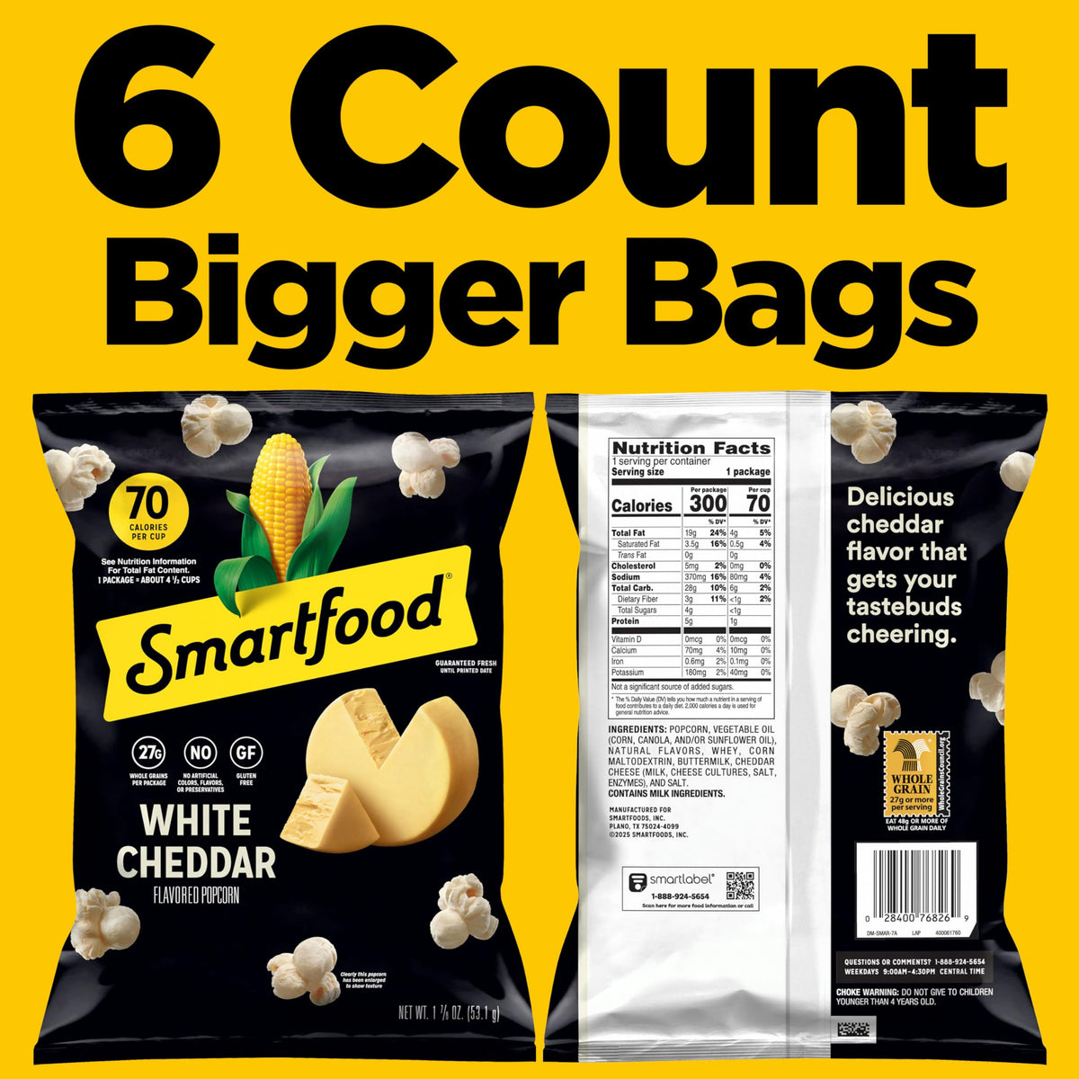 Smartfood White Cheddar / 1.88 Ounce (Pack of 6) / 1 Popcorn