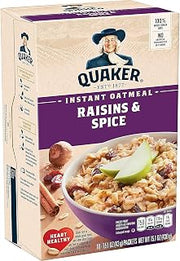 Quaker Instant Oatmeal, Raisin & Spice, Breakfast Cereal, 10 count , 1.51 oz Packets Per Box (Pack of 4)