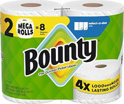 Bounty Select-A-Size Paper Towels, White, 2 Mega Rolls = 8 Regular Rolls