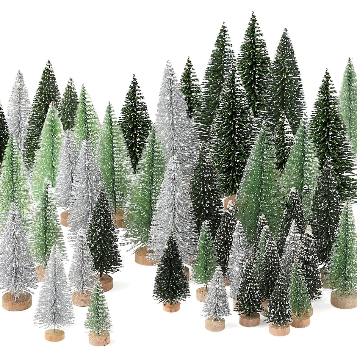 Hatisan Mini Christmas Trees, 30 Pack, Silver Green