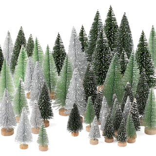 Hatisan Mini Christmas Trees, 30 Pack, Silver Green