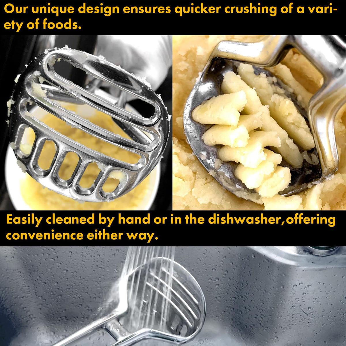 QAP Stainless Steel Potato Masher, 11 Inch, Silver