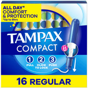 Compact Pearl Tampons by Tampax – Regular, Cotton, Model TAMPAX