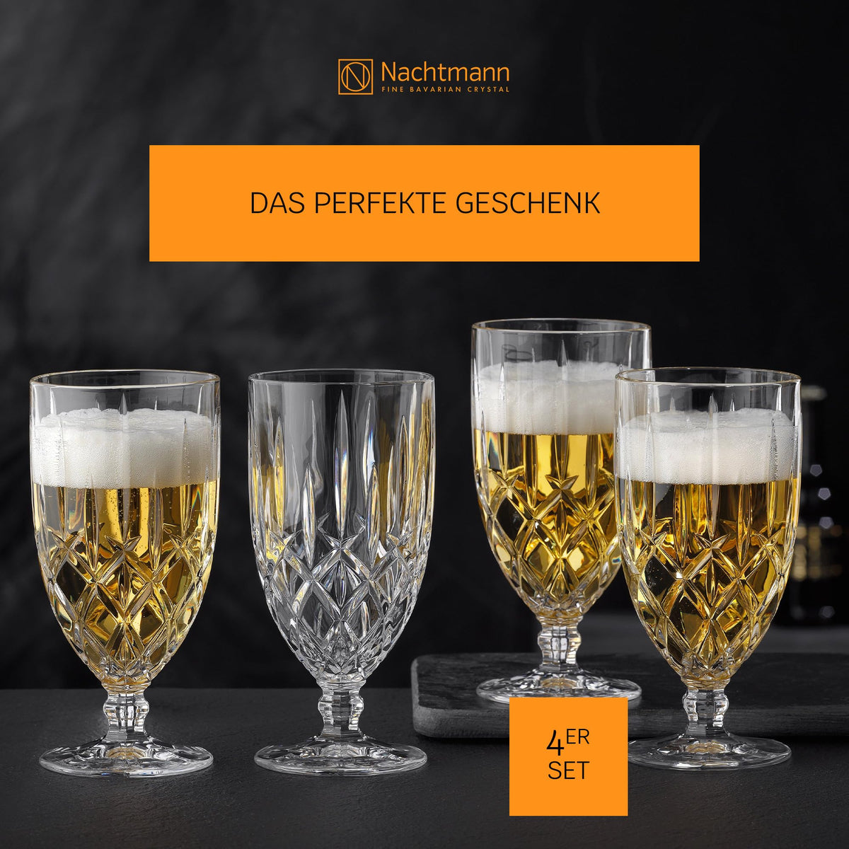 Noblesse Collection Iced Beverage Glasses by Nachtmann – S/4, 425 milliliters, Crystal Glass, Transparent, Pack of 4