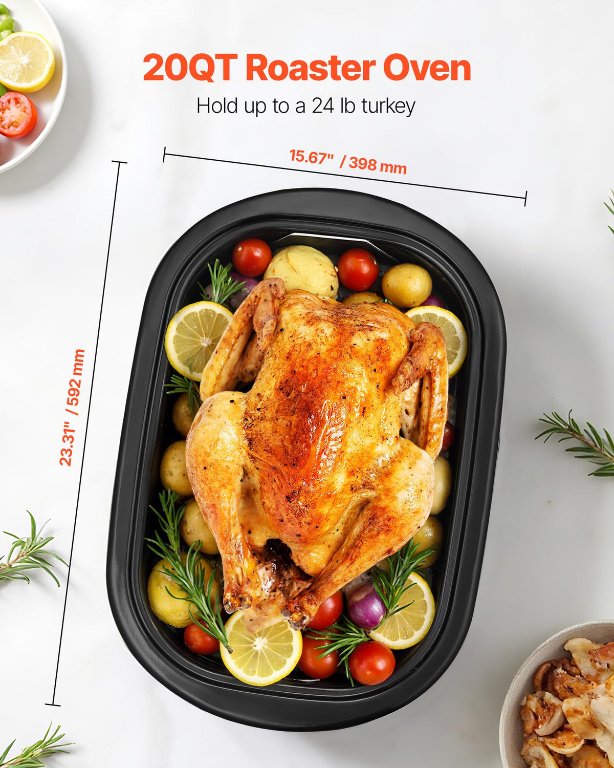 VEVOR Electric Roaster Oven, 20QT Capacity, Silver