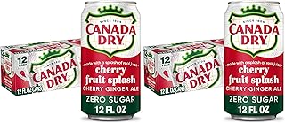 Canada Dry Zero Sugar Cherry Ginger Ale Fruit Splash Soda, 12 fl. oz. Cans, 12 Pack (Pack of 2)