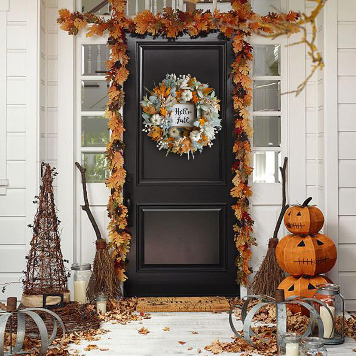 Cir Oases Fall Wreath, 20 Inch Diameter, Pumpkin Berry