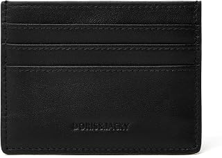 DORIS&JACKY Minimalist Leather Card Holder Wallet, Slim Lambskin Credit Card Case Card Protector, 6 Card Slots Thin Business Wallet for Men and Women(DS901-Black)