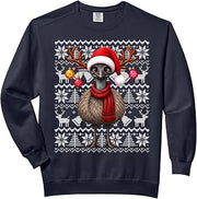 Emu Xmas Ugly Sweaters Festive Santa Emu Bird Christmas Comfort Colors Adult Sweatshirt