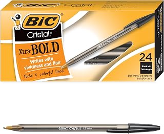 BIC Cristal Xtra Bold Ballpoint Pen, Bold Point (1.6mm) For Vivid And Dramatic Lines, Black, 24-Count (Pack of 18, 432 Count Total)