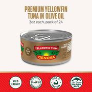 Genova Yellowfin Tuna in Olive Oil / 3 Ounce (Pack of 24) / Light Tuna Fish