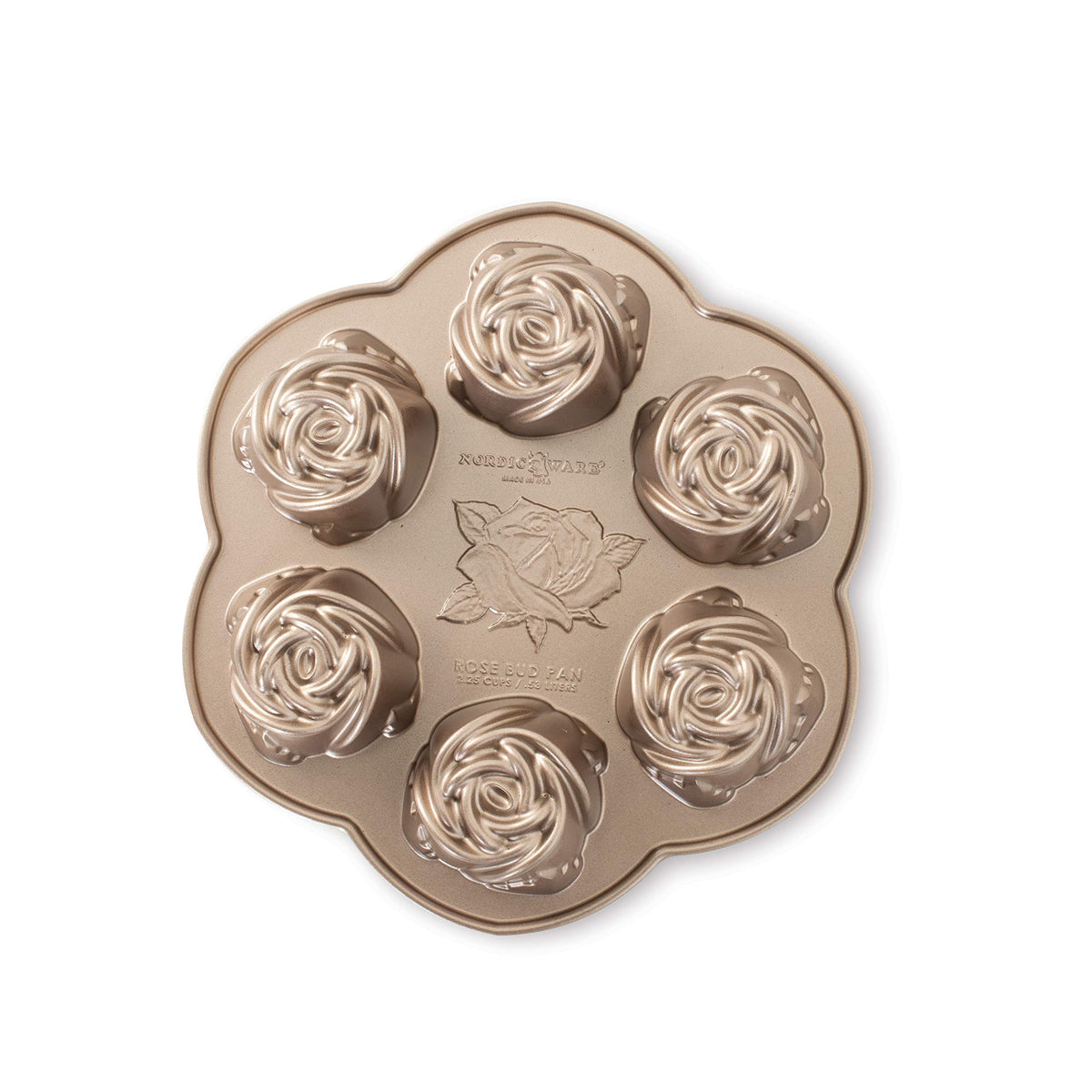 Nordic Ware Toffee / 2.25 cups / Rosebud Cakelet Specialty & Novelty Cake Pans