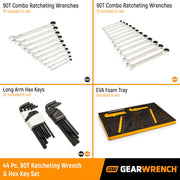 44 Pc 90T Combination Ratcheting Wrench & Hex Key Set by GEARWRENCH – Alloy Steel, Chrome, Model 86528