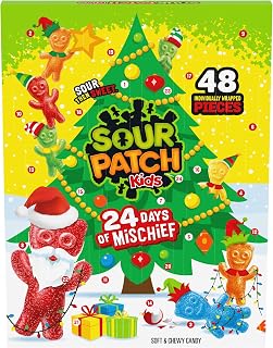 Sour Patch Kids Soft & Chewy Candy Holiday Advent Calendar, 24 Days | Big Kids, 48 Individually Wrapped Pieces of Candy