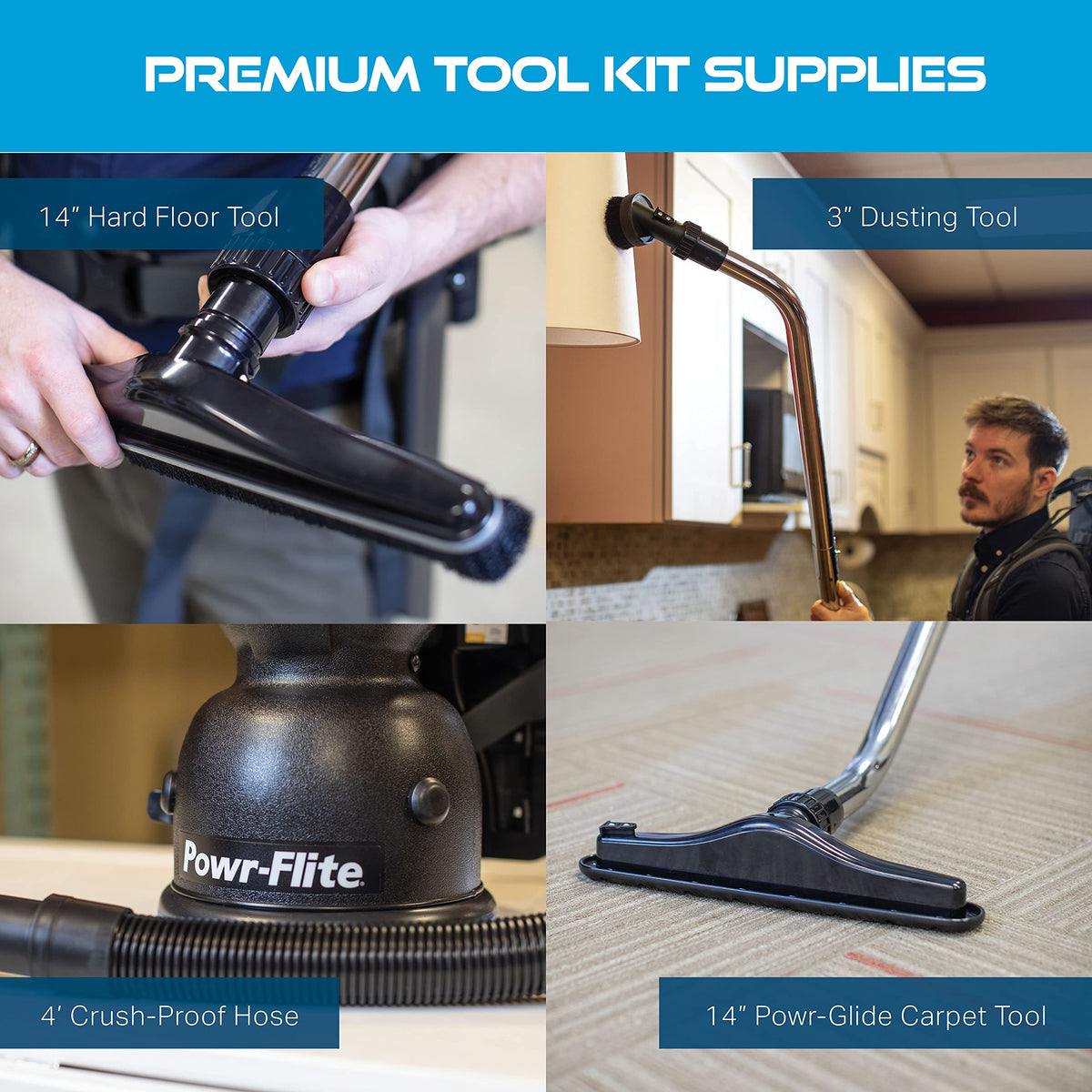 Comfort Pro Backpack Vacuum Commercial by Powr-Flite – 26.5" H x 10" W x 12.5" L, 6.0 quarts, Plastic, Black, Pack of 13