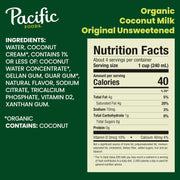 Pacific Foods Coconut Milk / 32 Fl Oz (Pack of 12) / Unsweetened Original Almond Milk