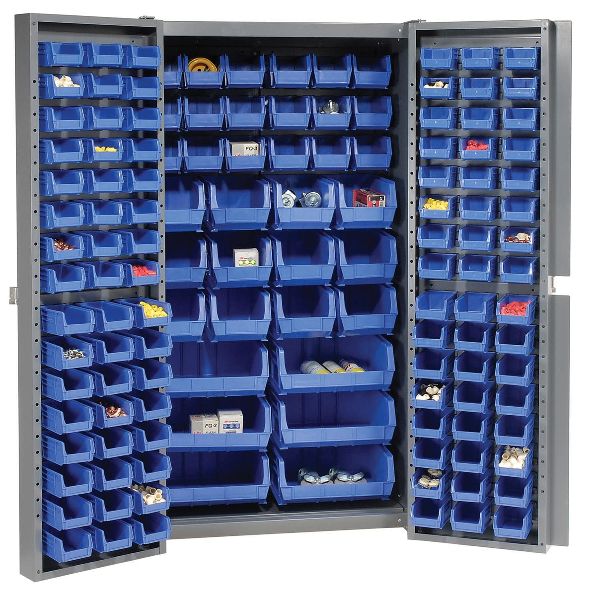 Deep Door Bin Cabinet by Global Industrial – 38 inches x 24 inches x 72 inches, 16 Gauge Steel, Blue, Model 662147BL