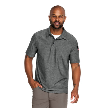 Men's Cooling Stretch Jersey Polo by Red Kap – Large, Polyester, Grey Heather, Model TCM2GH SS L