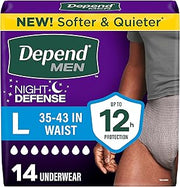 Depend Night Defense Adult Diapers for Men, Large, 14 Count