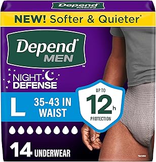 Depend Night Defense Adult Diapers for Men, Large, 14 Count