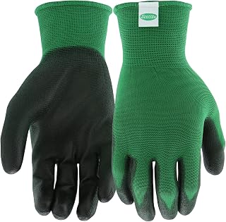 Scotts Men's Polyurethane Coated Breathable Knit Shell Work Gloves, Water Resistant, Abrasion Resistant, Excellent Grip, Green/Black, Large, (SC30604/L)