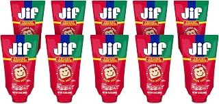 Jif Squeeze Creamy Peanut Butter Spread, 7g Protein (7% DV), 10 Pouches