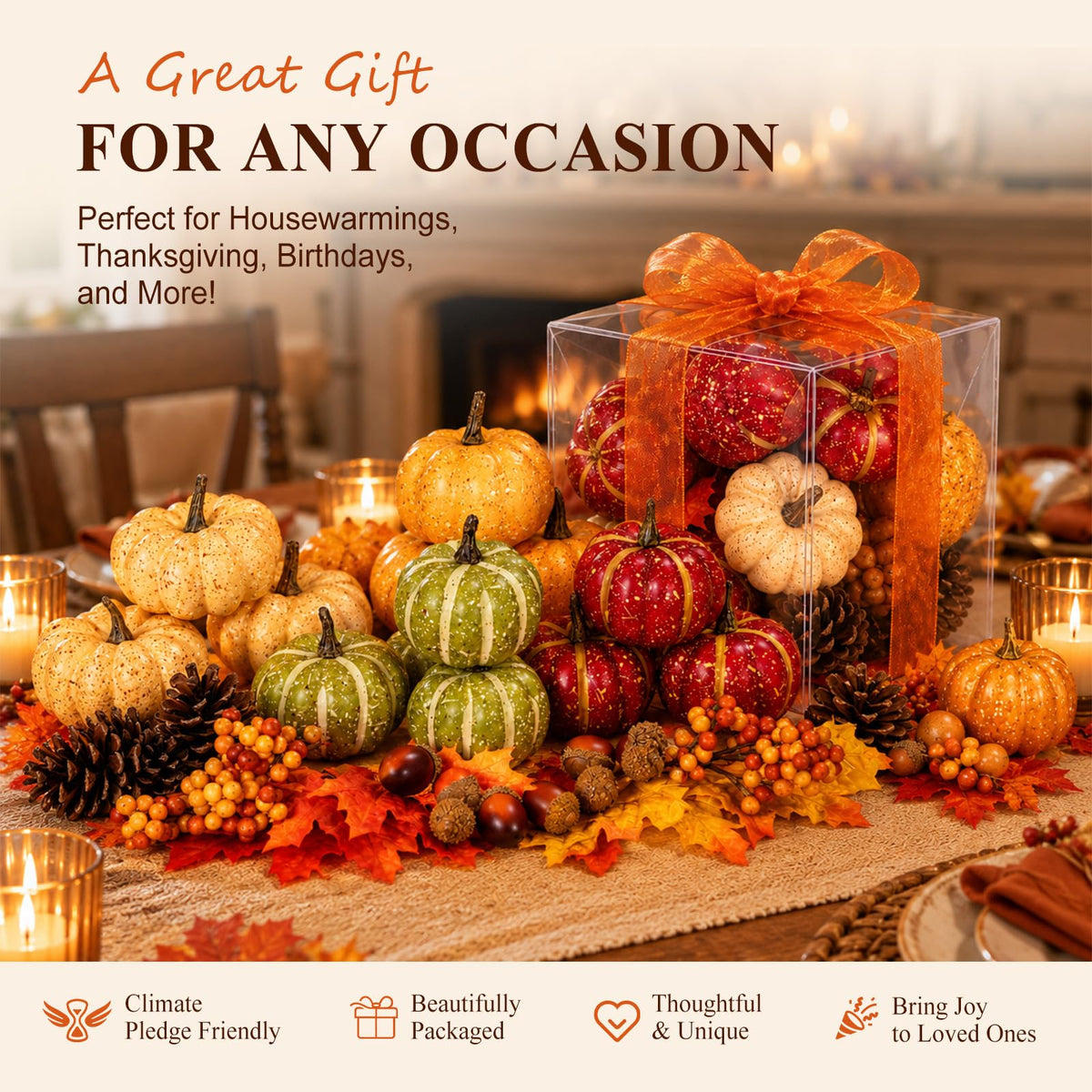Keeplush Artificial Pumpkins and Fall Accents, 30 Piece Assorted Set, Multicolor