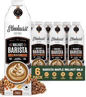 Elmhurst 1925 Maple Walnut Milk Barista Edition – 32 Ounce (Pack of 6) | Plant-Based, Extra Creamy, Vegan, Dairy-Free, Non-GMO, Kosher, Sweetened with Real Maple Syrup for Lattes & Iced Drinks