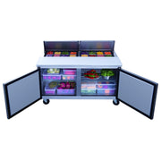 14.3 cu. ft. 2-Door 60" Commercial Food Salad/Sandwich Prep Table Refrigerator in Stainless Steel by Dukers – (W x D x H): 60″ x 31 1/2″ x 45 5/8″, Model DSP60-16-S2