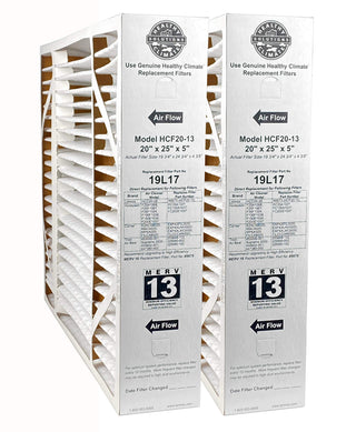 20" x 25" x 5" Healthy Climate HCF20-13 Air Filter by Lennox – 20" x 25" x 17", Polyester, Pack of 2, Model 19L17