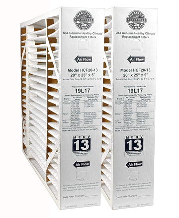 20" x 25" x 5" Healthy Climate HCF20-13 Air Filter by Lennox – 20" x 25" x 17", Polyester, Pack of 2, Model 19L17