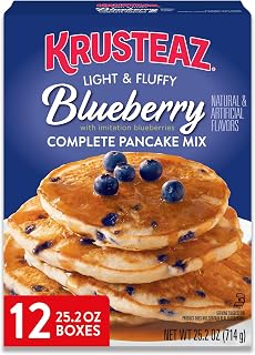 Krusteaz Complete Pancake Mix, Blueberry Pancake Mix, 25.2-Ounce Box (Pack of 12)