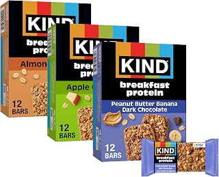 KIND Breakfast Protein Bars, Variety Pack, 3-8g Protein, Gluten Free, 18 ct