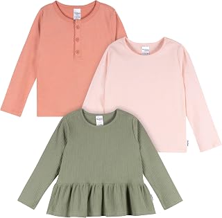 Gerber Baby Girls' 3-Pack Long Sleeve Shirts